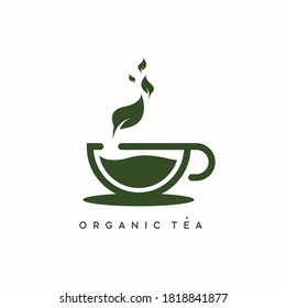 Plantilla del logotipo del vector del té orgánico verde