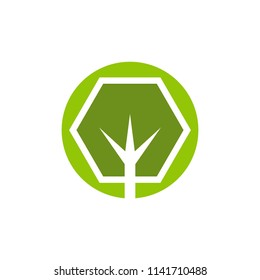 Green organic tree logo design. Natural environment eco icon template. Nature concept vector illustration