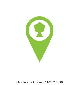 Green organic tree logo design. Natural environment eco icon template. Nature concept vector illustration