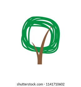 Green organic tree logo design. Natural environment eco icon template. Nature concept vector illustration