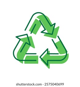 Green Organic Waste Icon. Bio Recycling Natural Triangle Arrow Sign. Ecology Nature Reuse Organic Recycle Symbol. Environmental Conservation Line Icon. Editable Stroke. Isolated Vector Illustration.