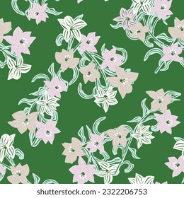 Green Oriental Floral seamless pattern background for fashion textiles, graphics, backgrounds and crafts