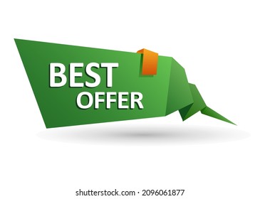 Green origami banner for your text. Vector design elements.