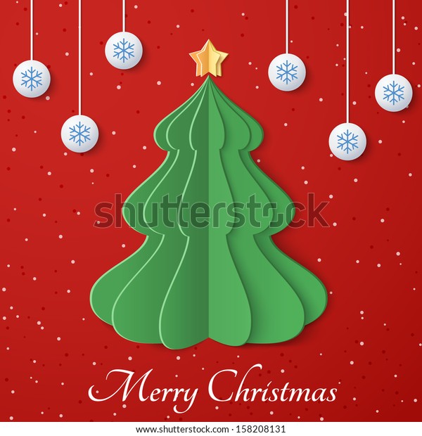 Green Origami Christmas Tree Star On Stock Vector Royalty