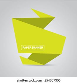 green origami paper speech bubble or web banner .vector illustration