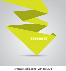 green origami paper speech bubble or web banner .vector illustration
