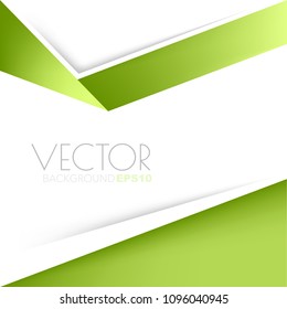 Green origami vector background with white paper space for design