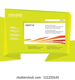 green origami website template design. vector origami style site.
