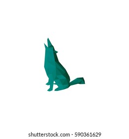 Green origami wolf vector design