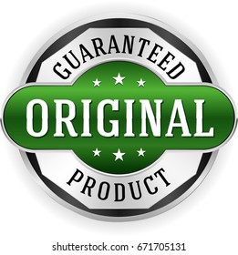 Green original product badge/button with silver border