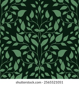 Green Ornament Decorative seamless pattern. Repeating background. Tileable wallpaper print.