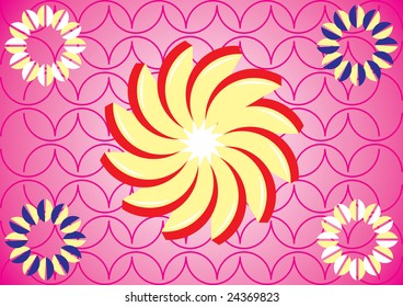 Green ornament with flower elements