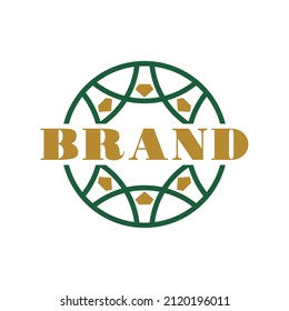 Green Ornament with Gold Diamond Logo