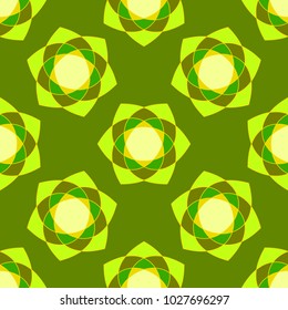 Green ornament. Perfect seamless pattern with symmetry arabic mandala on green background. Vector illustration eps10 