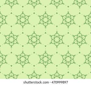 green ornament seamless vector illustration depicting an abstract floral pattern. for design, wedding invitations, textiles, presentations