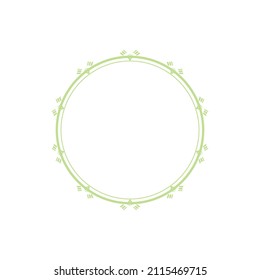 Patrón circular verde ornamental sobre fondo blanco. Diseño de plantilla de tarjeta. Marco vectorial decorativo.