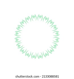 Green ornamental circular pattern on white background. Card template design. Decorative vector frame.