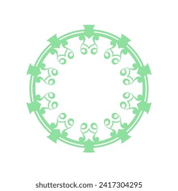 Green ornamental circular pattern on white background. Card template design. Vector illustration.