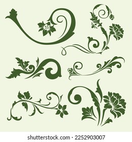 Green Ornamental With Flower And Leaf