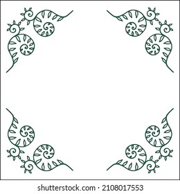 Green ornamental frame, decorative border for greeting cards, banners, business cards, invitations, menus. Isolated vector illustration.