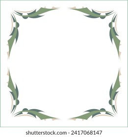 Green ornamental frame with dragons stylized. Dragon wings frame, fantasy green corners. Fairy tail decoration, book decoration.