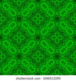 Green Ornamental Seamless Line Pattern. Endless Texture. Oriental Geometric Ornament