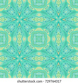 Green ornamental seamless vector pattern