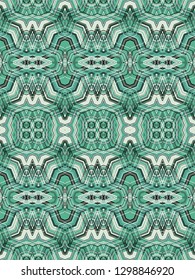 Green ornamental woven vector texture, seamless ornament