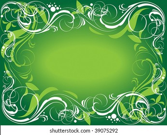Green ornate frame. Vector illustration.