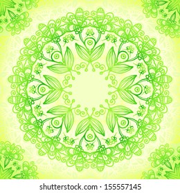 Green ornate napkin vector seamless pattern