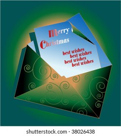 green ornateChristmas envelope