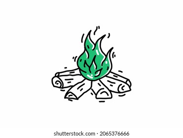 Green outdoor bonfire illustration drawing design