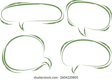 green outline abstract speech bubbles set vector