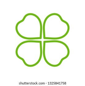 Green outline clover icon. Vector ilustration.