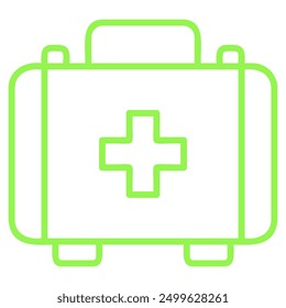 Eine grüne Umrisszeichnung eines Erste-Hilfe-Kits.