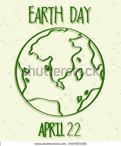緑の輪郭の地球の日のポスターイラスト のベクター画像素材 ロイヤリティフリー