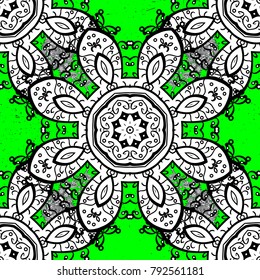 Green outline floral decor. Green element on colors. Eastern style element. Vector line art border for design template. Vector illustration for invitations, cards, certificate, thank you message, web.