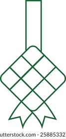 Green Outline Ketupat Decoration for Islamic Events Ramadan and Eid