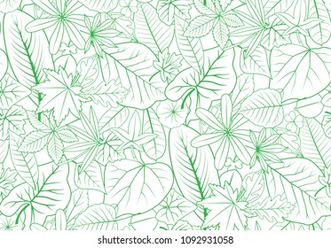 green outline leaves backdrop seamless for nature decoration