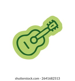 Green outline of a light-green-shaded acoustic guitar