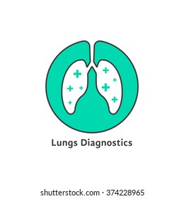 Green Outline Lungs Diagnostics Cross Concept Stock Vector (Royalty ...