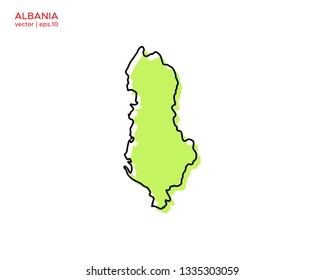Green Outline Map of Albania Vector Design Template. Editable Stroke