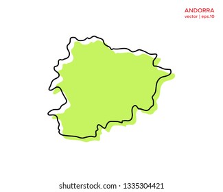 Green Outline Map of Andorra Vector Design Template. Editable Stroke