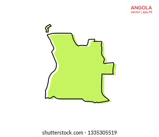 Green Outline Map of Angola Vector Design Template. Editable Stroke