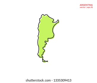 Green Outline Map of Argentina Vector Design Template. Editable Stroke