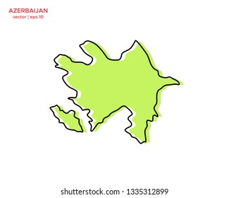 Green Outline Map of Azerbaijan Vector Design Template. Editable Stroke