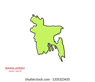 Green Outline Map of Bangladesh Vector Design Template. Editable Stroke