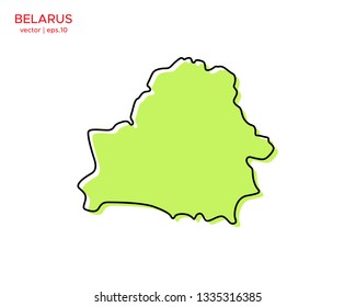Green Outline Map of Belarus Vector Design Template. Editable Stroke