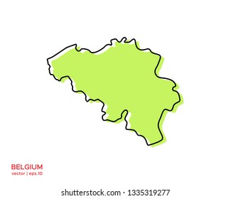 Green Outline Map of Belgium Vector Design Template. Editable Stroke