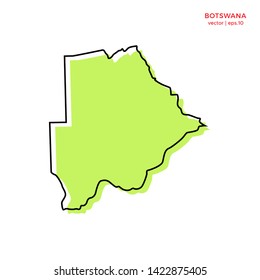 Green Outline Map of Botswana Vector Design Template. Editable Stroke